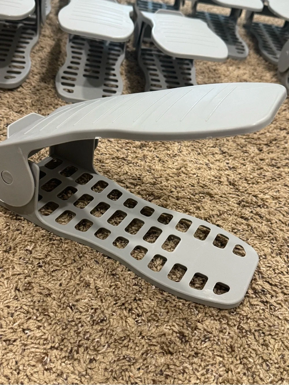 Adjustable Shoe Slot Organizers - Light Gray (Set of 12)